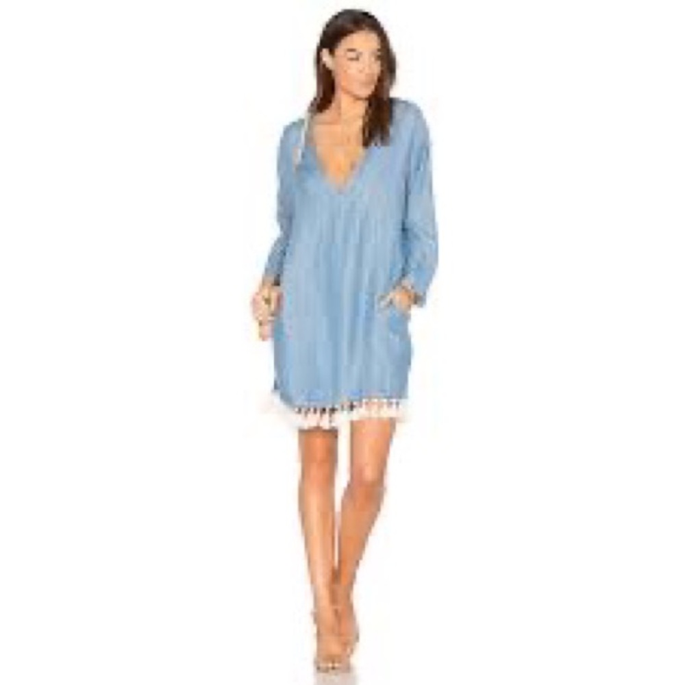 Rails linen blended blue dress w/great pockets and bottom tassels from Neiman’s - Picture 2 of 14